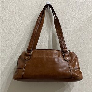 EUC Giani Bernini Top Zip Leather Shoulder Bag Brown